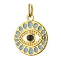 Anhänger Böser Blick aus vergoldetem Edelstahl mit blauem Emaille für DIY-Schmuck - Blaue Runde Platte (16-1)