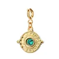 Elegant gold stainless steel sunburst charm pendant with green malachite pattern stone - Malachite Texture Style (6-7)