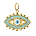 Vergoldeter Edelstahl-Anhänger Böser Blick mit türkisfarbenem Emaille für Schmuck - Marquise-Böser Blick (13-1)