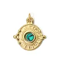 Gold plated stainless steel sunburst pendant with turquoise natural stone inlay DIY - Cyan Texture Stone Style (5-7)