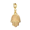 Handgefertigter Hamsa-Hand-Anhänger aus goldenem Edelstahl für DIY-Schmuckketten - Goldene Hamsa-Hand (19-1)