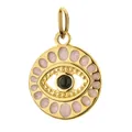 Vergoldeter Edelstahl-Anhänger Böses Auge mit rosa Emaille für DIY-Schmuckherstellung. - Rosa Runde Platte (14-1)