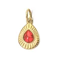 Pendente a goccia bohémien in acciaio inossidabile con pietra rossa naturale e oro - Goccia d'acqua / Ferretto / Rosso