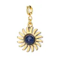 Ciondolo a forma di sole placcato oro con una vivace pietra naturale blu al centro - Ciondolo Sole con Chiusura a Molla / Blu