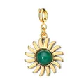 Ciondolo a forma di sole dorato con pietra naturale verde per gioielli fai da te - Ciondolo Sole con Chiusura a Molla / Verde