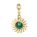 Elegante ciondolo a sole in acciaio inossidabile dorato con malachite verde per gioielli DIY - Ciondolo Sole con Chiusura a Molla / Verde macchiato