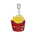 Cute red cartoon french fries enamel charm with smiling face for DIY jewelry bracelet - French Fries Style (Silver Clasp)