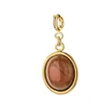 Elegant stainless steel oval natural stone pendant in golden finish for jewelry - Oval Shape - Red Jasper - With Clasp (7-1)