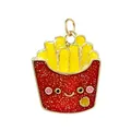 Cute French fries enamel pendant charm with glitter finish for DIY jewelry making - French Fries Style (Gold Ring)