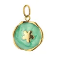 Gold plated stainless steel pendant with green enamel and flower motif for DIY jewelry - Green Flower Irregular Plaque / Pendant Only (Without Chain)