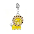 Charm de lion mignon en émail jaune pour la création de bijoux et colliers DIY - Lion (Fermoir en Argent)