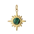 Vintage stainless steel sun starburst pendant necklace with green malachite stone inlay - Sun Shape - Malachite (9)