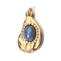 18K gold plated titanium steel pendant featuring a blue natural lapis lazuli stone - Papaya Steel Rings / Blue