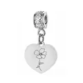 Pendentif cœur personnalisé en acier inoxydable avec gravure florale pour les cadeaux - Motif Coquelicot d'Août / 1 Pièce (Avec Bélière) / Argent