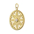 Elegant 18K gold plated stainless steel oval floral pendant with center clear crystal - Daisy Oval Plaque / Pendant Only (Without Chain)