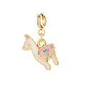 Simpatico ciondolo lama bianco glitterato con sella a cuore rosa e chiusura oro - Stile Alpaca / Stile Unicorno 6 (Chiusura in Oro)