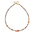 Bohemian multi-colored natural stone beaded necklace with earth tone variety accents - Stainless Steel Heart Tag (DSC_5658)