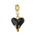 Ciondolo cuore vintage in smalto nero con charm in acciaio inossidabile finitura oro - Stile Cuore Smalto Nero / Con Chiusura a Molla Dorata