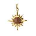 Vintage gold stainless steel sun star pendant featuring a sparkling brown goldstone center - Sun Shape - Gold Sandstone (10)