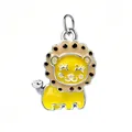 Adorable pendentif lion en émail jaune pour la création de bijoux DIY et colliers - Lion (Anneau en Argent)
