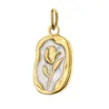 Elegant 18K gold plated stainless steel oval tulip flower charm for DIY necklaces - White Rose Irregular Plaque / Pendant Only (Without Chain)