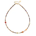 Colorful natural stone beaded necklace with gold heart charm and adjustable chain. - Colorful Natural Stone Beads (DSC_5659)