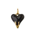 Elegante ciondolo a cuore in smalto nero con dettagli in oro fuso per gioielli fai da te - Stile Cuore Smalto Nero / Con Anello Chiuso