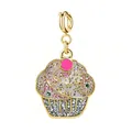 Enamel cupcake charm pendant with colorful glitter stars for DIY jewelry accessories - Ice Cream Style (Gold Clasp)