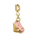 Cute pink enamel ice cream cone charm in gold-plated stainless steel for jewelry - Pink Ice Cream Style / With Gold Spring Clasp