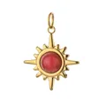 Gold stainless steel sunburst pendant charm featuring a red natural stone inlay - Sun Shape - Red Agate (11)