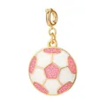 Creative pink and white enamel soccer ball pendant with a luxury gold-plated spring ring clasp - Football / Gold Clasps / Gold