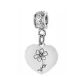 Pendentif coeur en acier inoxydable avec gravure de fleur de mois de naissance délicate - Motif Cosmos d'Octobre / 1 Pièce (Avec Bélière) / Argent