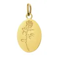 Gold plated stainless steel oval pendant featuring an embossed rose design for DIY jewelry - Rose Oval Plaque / Pendant Only (Without Chain)