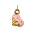 Pink enamel ice cream cone charm in gold-finished stainless steel for bracelets - Pink Ice Cream (Gold Ring)