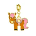 Adorable pendentif cheval en émail plaqué or avec selle coeur rose pour bijoux DIY - Âne (Fermoir Doré) / Orange