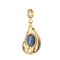 18K gold plated titanium steel pendant with blue lapis lazuli natural stone charm - Papaya Shape Spring Clasp / Blue