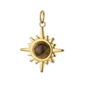 Gold stainless steel sun pendant featuring a round brown tiger eye stone inlay - Sun Shape - Tiger Eye (12)