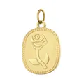 18K gold plated stainless steel oval pendant with embossed rose for DIY jewelry - Rose Square Plaque / Pendant Only (Without Chain)