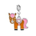 Breloque cheval en émail orange avec cœur rose pour bracelets et colliers DIY - Âne (Fermoir Argenté) / Orange