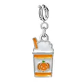 Silver metal pumpkin latte drink charm with orange enamel for DIY bracelet making - Orange Juice Style (Silver Clasp)