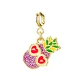 Enamel holiday style pineapple charm pendant with pink glitter and red heart sunglasses - Pineapple with Gold Clasp