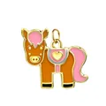 Charm émaillé de cheval de dessin animé avec selle en cœur rose pour bijoux DIY - Âne (Anneau Doré) / Orange
