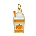 Cute enamel pumpkin spice coffee cup charm pendant for DIY jewelry making - Orange Juice Style (Gold Ring)