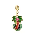 Vibrant tropical enamel palm tree and heart pendant charm for DIY jewelry crafting - Coconut Tree with Gold Clasp