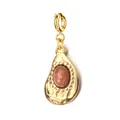 Vintage 18K gold plated titanium steel papaya pendant with sparkling brown sunstone stone. - Papaya Shape Spring Clasp / Red