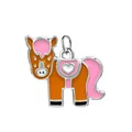 Pendentif poney en émail coloré avec cœur pour la création de bijoux bracelets et colliers - Âne (Anneau Argenté) / Orange