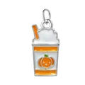 Pumpkin spice latte pendant charm for DIY jewelry making in orange and white - Orange Juice Style (Silver Ring)