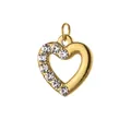 Gold-plated stainless steel heart pendant with sparkling rhinestones - Rhinestone Hollow Heart (Gold Ring)