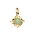 Gold-plated titanium steel pendant with round natural green stone charm - Geometric Round Steel Ring / Light Green