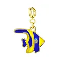 Pendentif poisson tropical exquis en émail jaune et bleu avec finition dorée pour bijoux - Poisson Tropical (Fermoir Doré)
